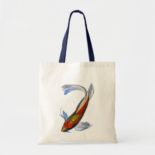 Tote Bag Orange Koi japonais aquarelle carpe art