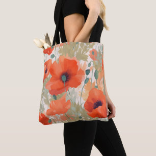 Tote Bag Orange Poppy Meadow