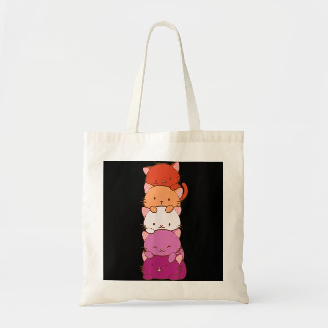 Tote Bag Orange Rose Lesbian Pride Drapeau mignon Kawaii Ch (Devant)