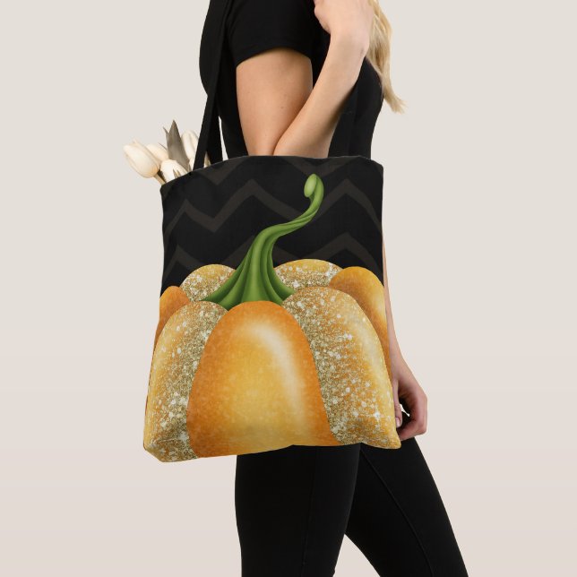 Tote Bag Orange Sparkle Citrouille Halloween fête d'anniver (De près)