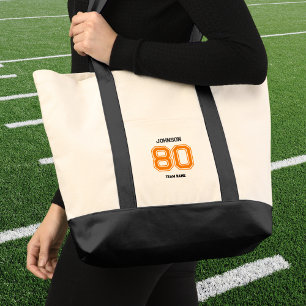 Tote Bag Orange Sports Team Custom Nom du joueur Numéro d'é