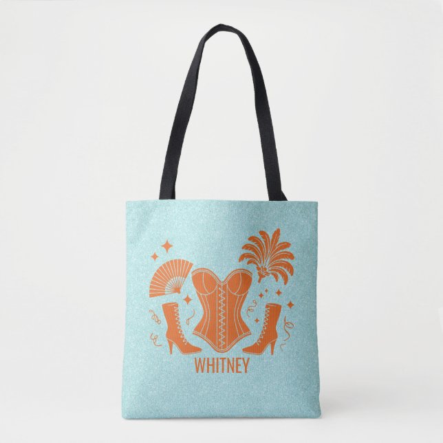 Tote Bag Orange + Teal Las Vegas Showgirl Bach (Devant)