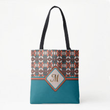 Orange, Turquoise, Inspiré Tribal Brown