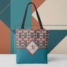 Orange, Turquoise, Marron Inspiré Tribal