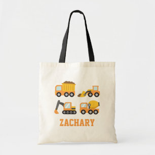 Tote Bag Orange Véhicules de construction Définir les enfan