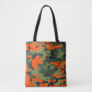 Tote Bag Orange, Vert, Camouflage Camouflage Noir