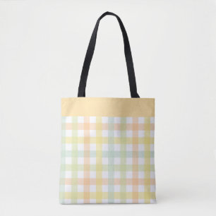 Tote Bag Orange Vert Jaune Bleu Pastel Moderne En vichy