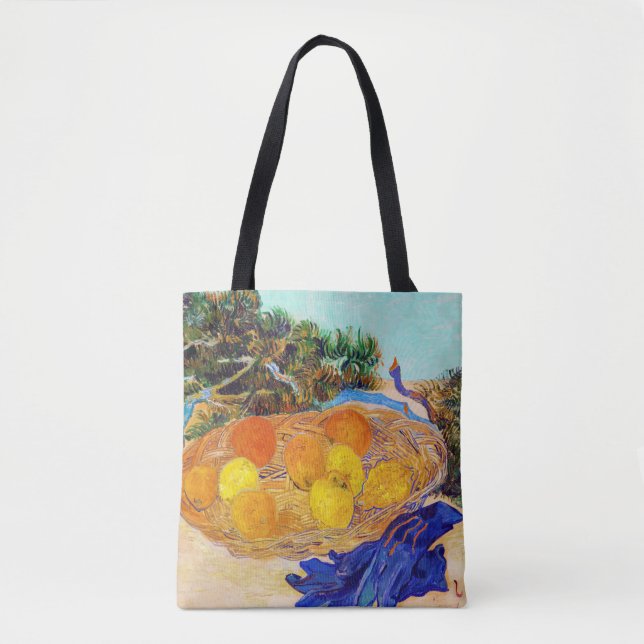 Tote Bag Oranges et citrons avec gants bleus, Van Gogh (Devant)