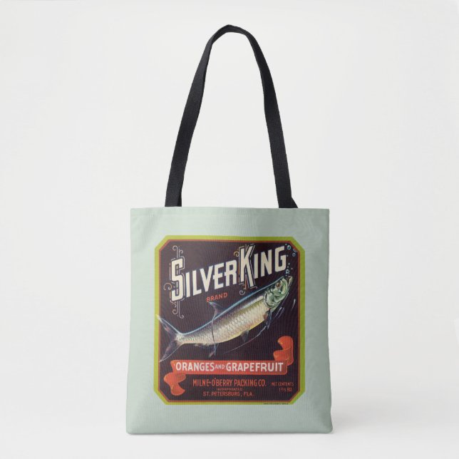 Tote Bag Oranges et Étiquette de pamplemousse Argent King (Devant)