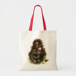 Tote Bag Orangutan Baby and Butterfly