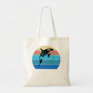Tote Bag Orca Killer Whale Retro Vintage Sunset Beach Océan