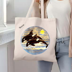 Tote Bag Orca, Tueur Baleines Aquarelle