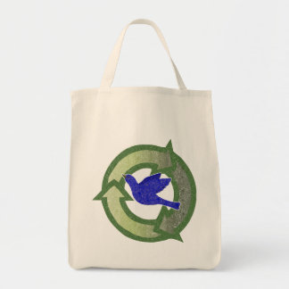 Tote Bag Organiques vintages d'oiseau bleu réutilisent le