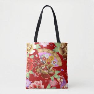 Tote Bag Oriental éventail à main japonaise floral