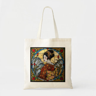 Tote Bag Oriental Geisha Stained Glass  