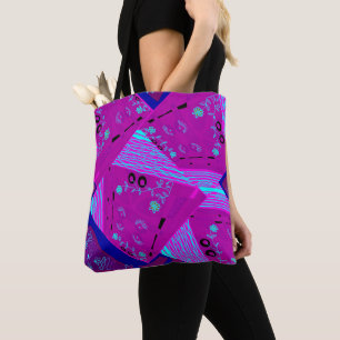 Tote Bag Origami Chintz (L) Fuchsia Turquoise Blue Magenta