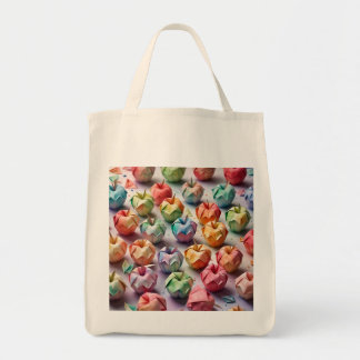 Tote Bag Origami Pommes Motif Aquarelle Couleurs pastel