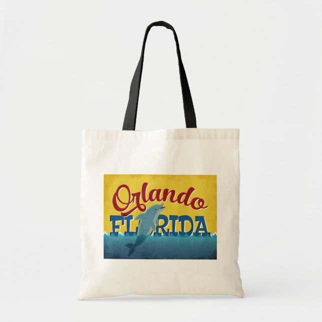 Tote Bag Orlando Florida Dolphin Retro Fun (Devant)