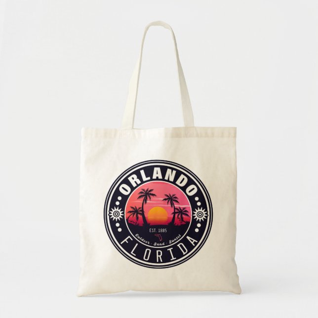 Tote Bag Orlando Florida Retro Sunset Souvenir tropical 80s (Devant)