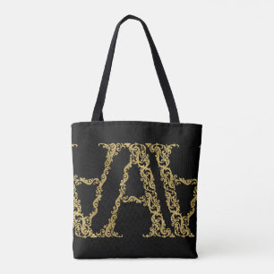 Tote Bag Orné Or Un Monogramme Design initial sur n'importe