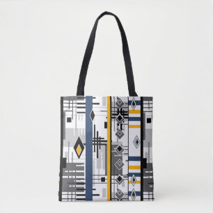 Tote Bag ornement moderne Abstrait noir blanc jaune
