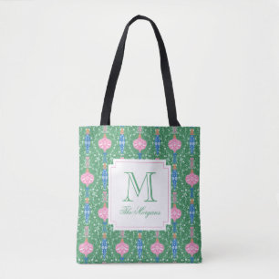 Tote Bag Ornements de Noël festifs Monogramme