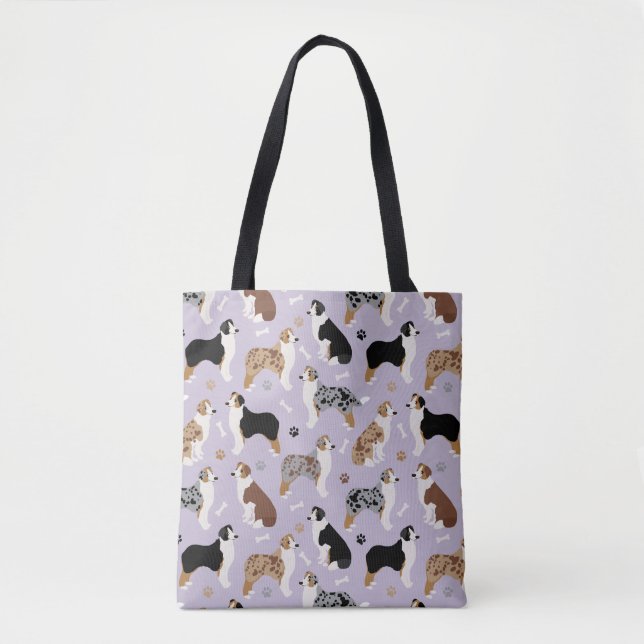 Tote Bag Os de berger australiens et pattes pourpres (Devant)