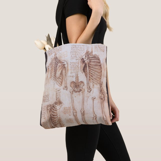 Tote Bag Os de squelette de Léonard de Vinci, anatomie huma (De près)