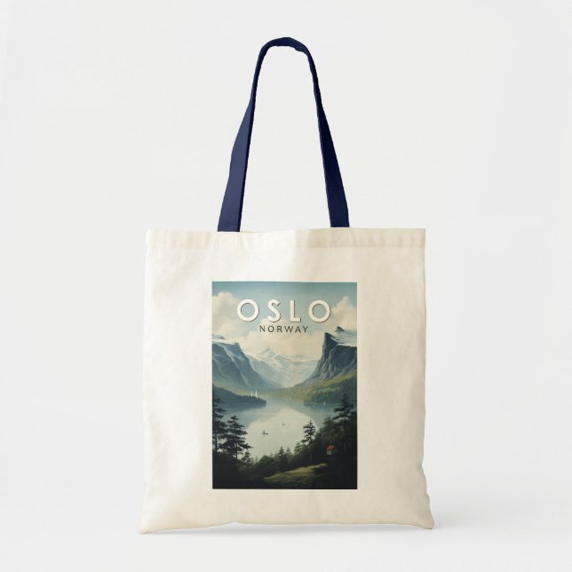Tote Bag Oslo Norvège Travel Art Vintage (Devant)