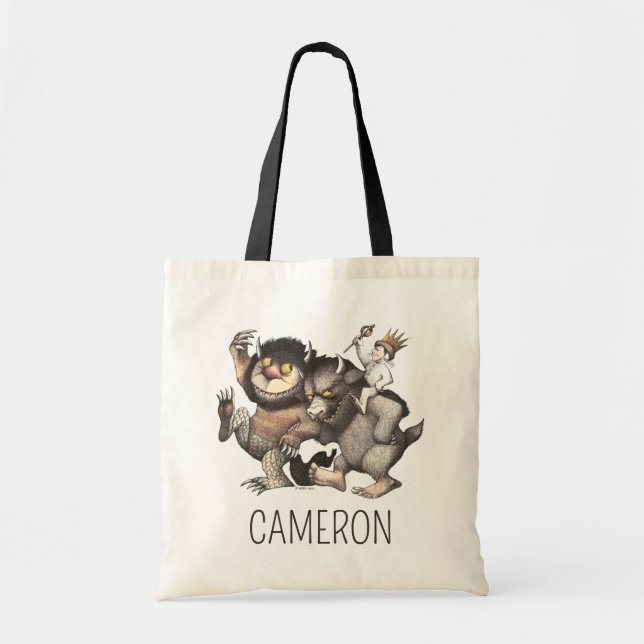 Tote Bag Où les choses sauvages | Ajouter Votre Nom (Devant)
