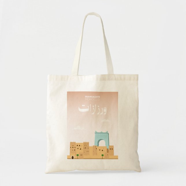 Tote Bag Ouarzazate Art – Illustrated Morocco City Design (Devant)