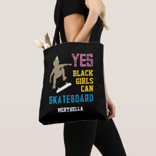 Tote Bag OUI LES FILLES PEUVENT SKATEBOARD Retro Afro Skate