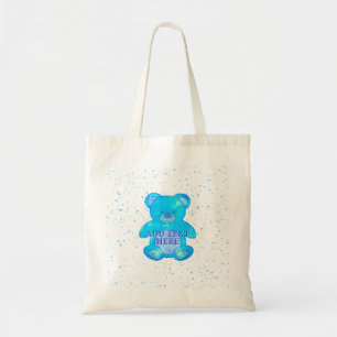 Tote Bag Ours Bébé Cute En Bleu Texte Personnalisé