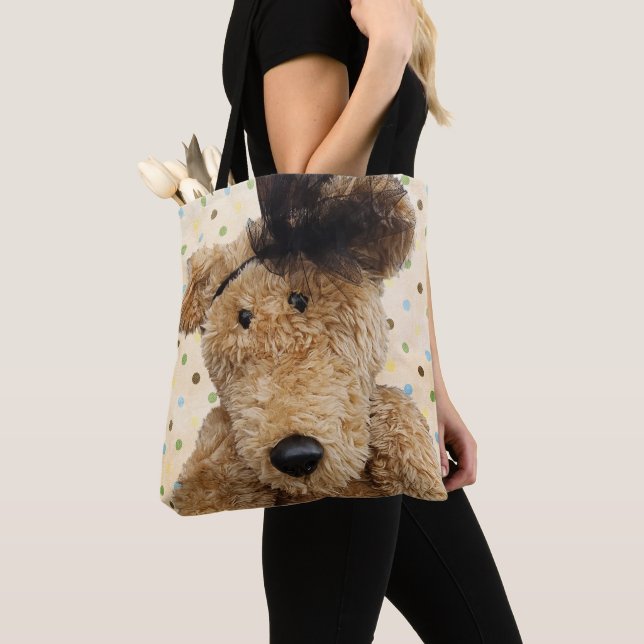 Tote Bag Ours Brown Sur Burlap (De près)