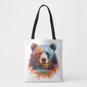 Tote Bag Ours dans une forêt d'automne