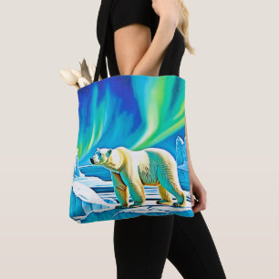 Tote Bag Ours de l'Arctique Lumières du Nord