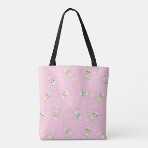 Tote Bag Ours en pastel et formes géométriques sans couture