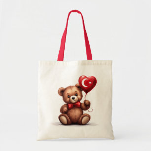 Tote Bag ours en peluche & ballon avec drapeau turc.
