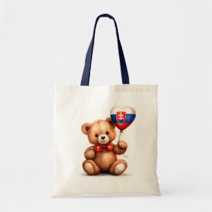 Tote Bag ours en peluche & ballon avec le drapeau slovaque.