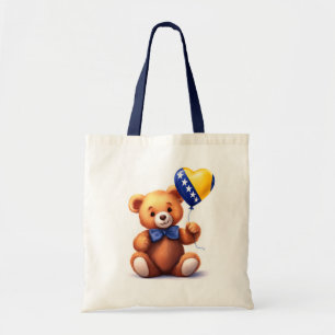 Tote Bag ours en peluche & drapeau de Bosnie-Herzégovine.