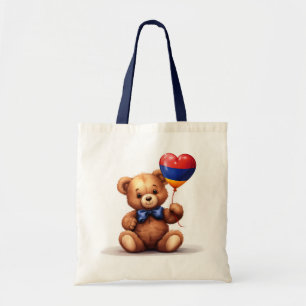 Tote Bag ours en peluche et ballon avec le drapeau arménien