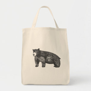 Tote Bag Ours noir dessiné à la main