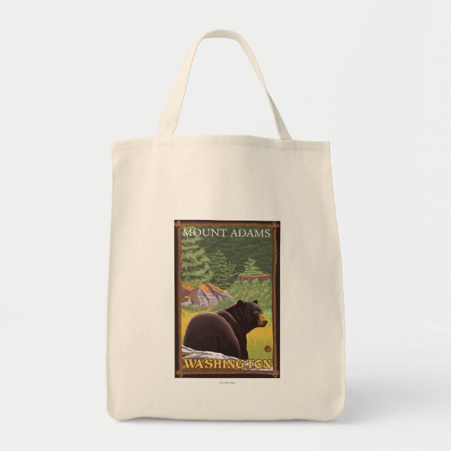 Tote Bag Ours noir en forêt - Mont Adams, Washington (Devant)