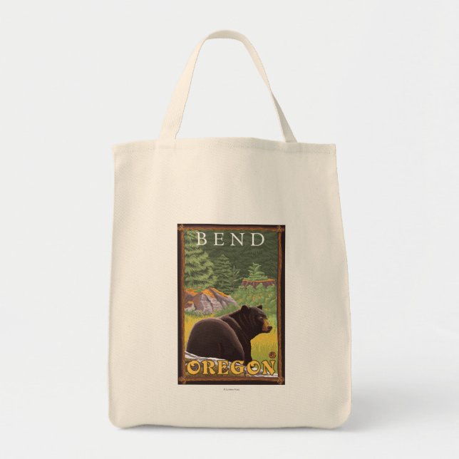 Tote Bag Ours noir en forêt - Pente, Oregon (Devant)