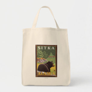Tote Bag Ours noir en forêt - Sitka, Alaska