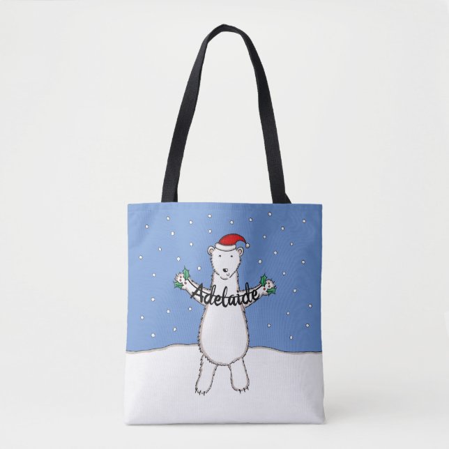Tote Bag Ours polaire de Noël personnalisé (Devant)