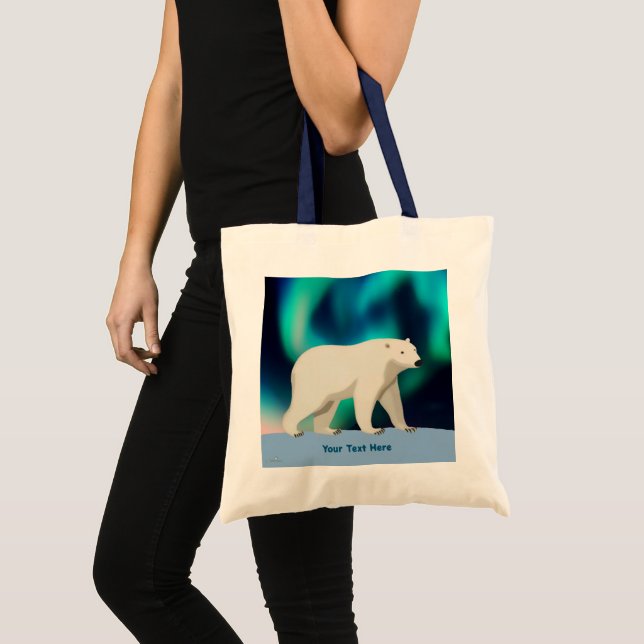 Tote Bag Ours polaire mignon et aurores boréales (Devant (produit))