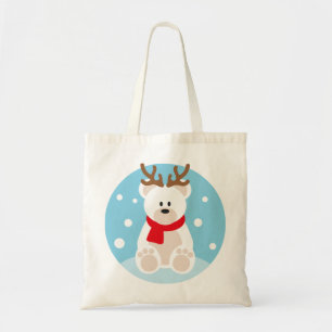Tote Bag Ours polaire Reindeer de Noël Yule Neige d'hiver