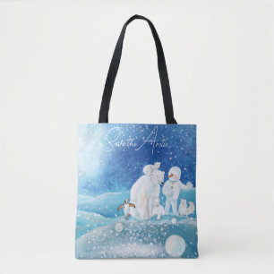 Tote Bag Ours polaire, renard, pingouin et bonhomme de neig