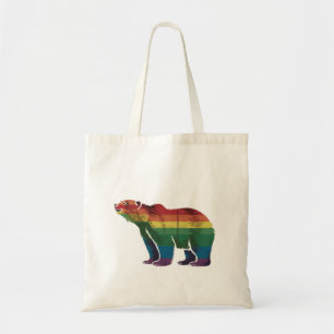 Tote Bag Ours Polaire Rétro Arc-en-Ciel Lesbienne LGBT Fier